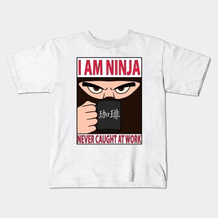 Modern Ninja Lazy Worker Office Coffee Funny Shirt Japan Boring Work Kids T-Shirt